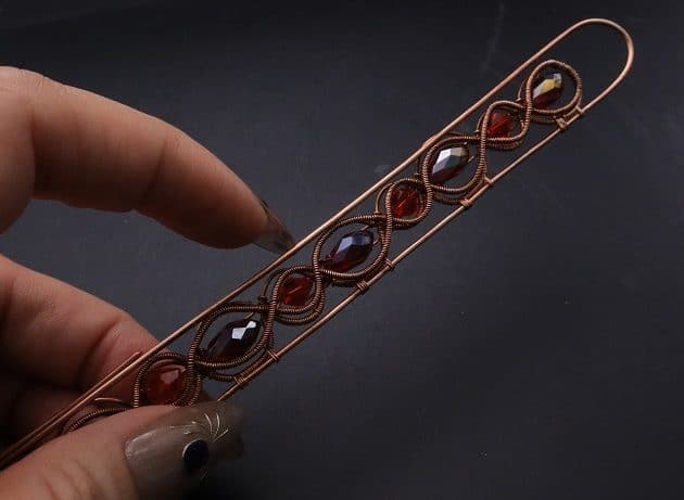 Wire-Wrapping Earthy Red Crystal Wire Loop Cuff Bracelet Tutorial 68
