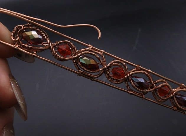 Wire-Wrapping Earthy Red Crystal Wire Loop Cuff Bracelet Tutorial 69