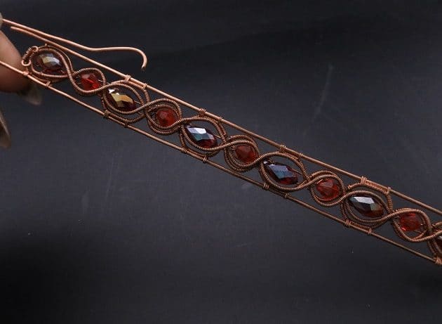 Wire-Wrapping Earthy Red Crystal Wire Loop Cuff Bracelet Tutorial 70