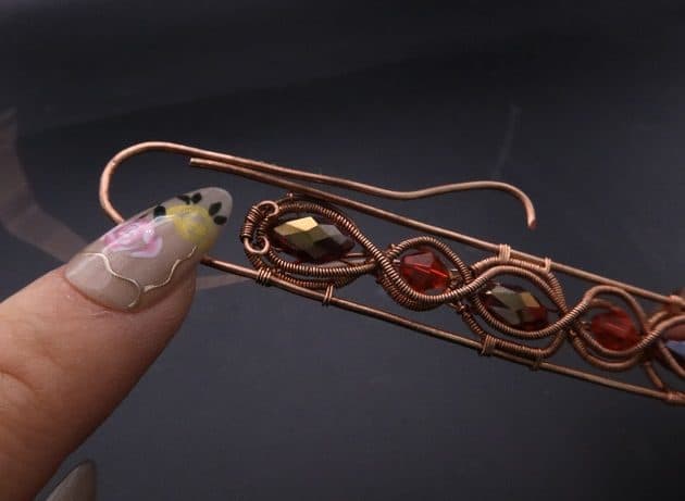 Wire-Wrapping Earthy Red Crystal Wire Loop Cuff Bracelet Tutorial 71