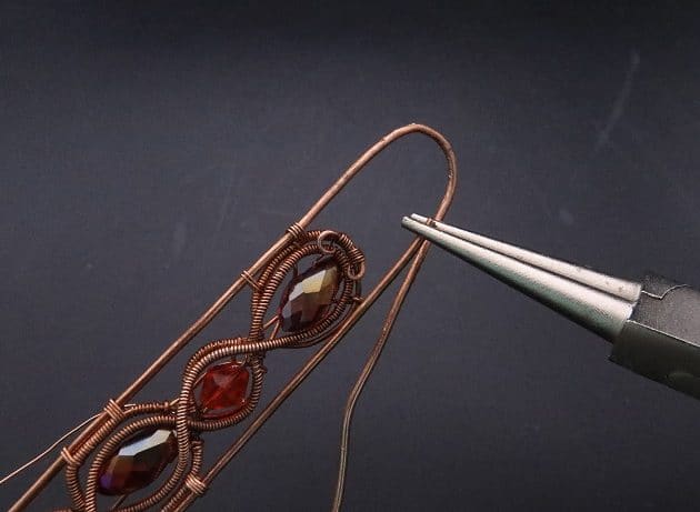 Wire-Wrapping Earthy Red Crystal Wire Loop Cuff Bracelet Tutorial 72