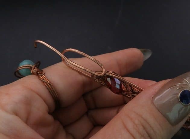 Wire-Wrapping Earthy Red Crystal Wire Loop Cuff Bracelet Tutorial 76