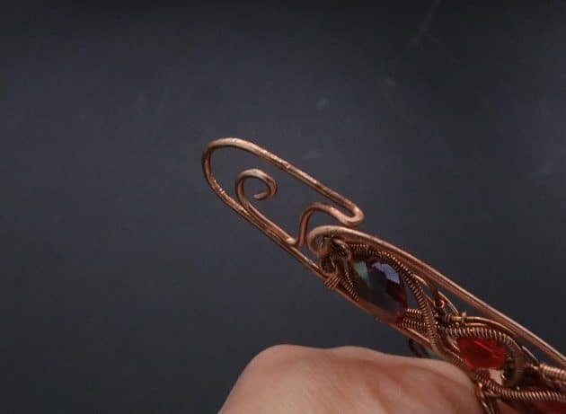 Wire-Wrapping Earthy Red Crystal Wire Loop Cuff Bracelet Tutorial 77