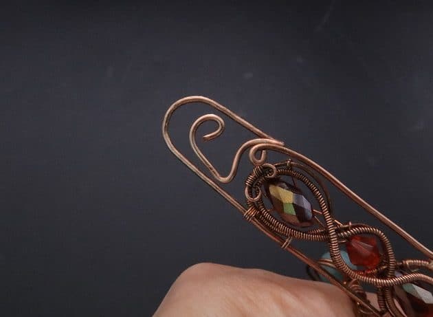 Wire-Wrapping Earthy Red Crystal Wire Loop Cuff Bracelet Tutorial 78