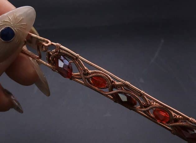 Wire-Wrapping Earthy Red Crystal Wire Loop Cuff Bracelet Tutorial 80