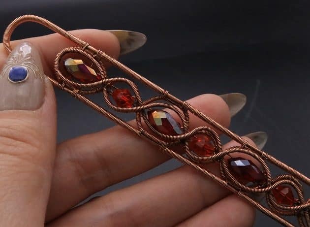 Wire-Wrapping Earthy Red Crystal Wire Loop Cuff Bracelet Tutorial 82
