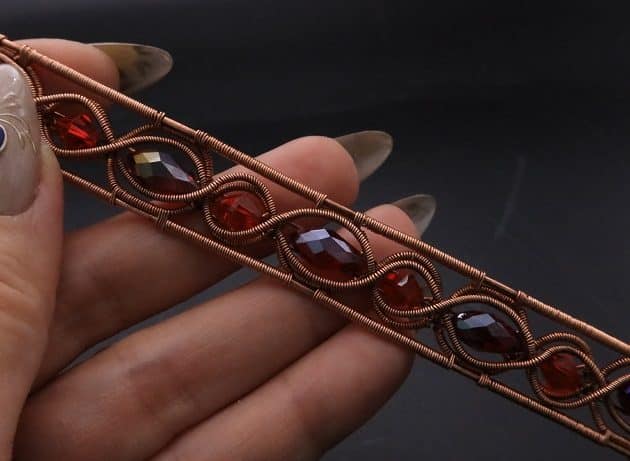 Wire-Wrapping Earthy Red Crystal Wire Loop Cuff Bracelet Tutorial 83