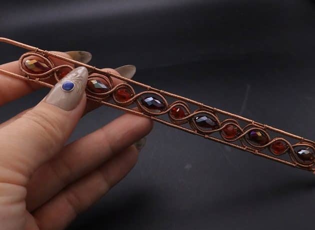 Wire-Wrapping Earthy Red Crystal Wire Loop Cuff Bracelet Tutorial 85