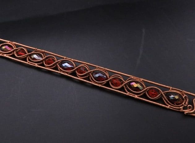 Wire-Wrapping Earthy Red Crystal Wire Loop Cuff Bracelet Tutorial 86