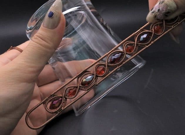 Wire-Wrapping Earthy Red Crystal Wire Loop Cuff Bracelet Tutorial 87