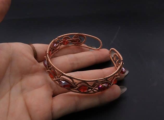 Wire-Wrapping Earthy Red Crystal Wire Loop Cuff Bracelet Tutorial 88