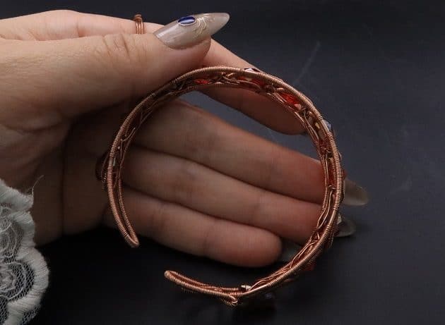 Wire-Wrapping Earthy Red Crystal Wire Loop Cuff Bracelet Tutorial 89
