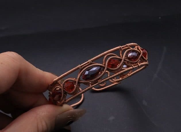 Wire-Wrapping Earthy Red Crystal Wire Loop Cuff Bracelet Tutorial 93