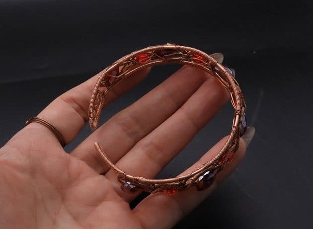 Wire-Wrapping Earthy Red Crystal Wire Loop Cuff Bracelet Tutorial 94