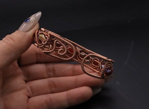 Wire-Wrapping Earthy Red Crystal Wire Loop Cuff Bracelet Tutorial 95