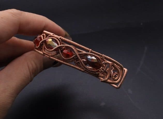 Wire-Wrapping Earthy Red Crystal Wire Loop Cuff Bracelet Tutorial 96