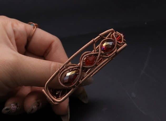 Wire-Wrapping Earthy Red Crystal Wire Loop Cuff Bracelet Tutorial 97