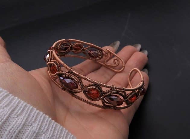 Wire-Wrapping Earthy Red Crystal Wire Loop Cuff Bracelet Tutorial 98