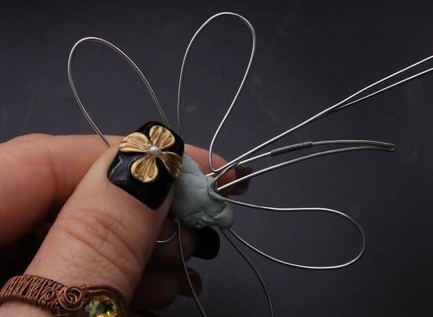Wire-Wrapping Preciosa Crystal Drop Silver Dragonfly Pendant Tutorial 18