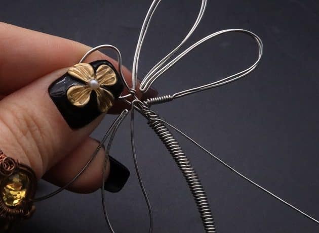 Wire-Wrapping Preciosa Crystal Drop Silver Dragonfly Pendant Tutorial 29
