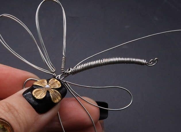Wire-Wrapping Preciosa Crystal Drop Silver Dragonfly Pendant Tutorial 30