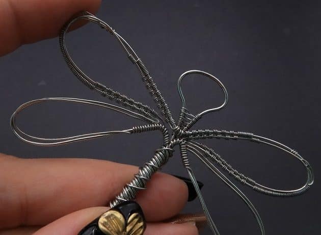 Wire-Wrapping Preciosa Crystal Drop Silver Dragonfly Pendant Tutorial 43