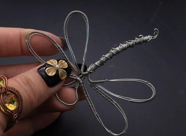 Wire-Wrapping Preciosa Crystal Drop Silver Dragonfly Pendant Tutorial 46