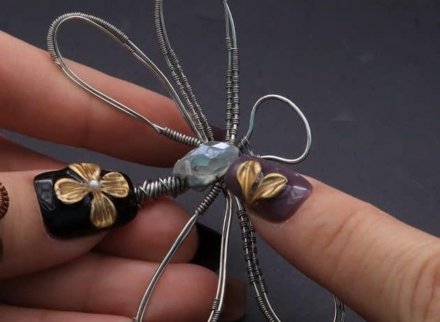 Wire-Wrapping Preciosa Crystal Drop Silver Dragonfly Pendant Tutorial 47