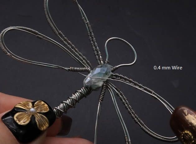 Wire-Wrapping Preciosa Crystal Drop Silver Dragonfly Pendant Tutorial 48