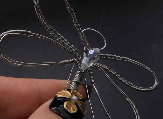 Wire-Wrapping Preciosa Crystal Drop Silver Dragonfly Pendant Tutorial 50