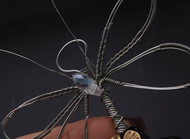 Wire-Wrapping Preciosa Crystal Drop Silver Dragonfly Pendant Tutorial 51