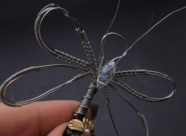 Wire-Wrapping Preciosa Crystal Drop Silver Dragonfly Pendant Tutorial 52