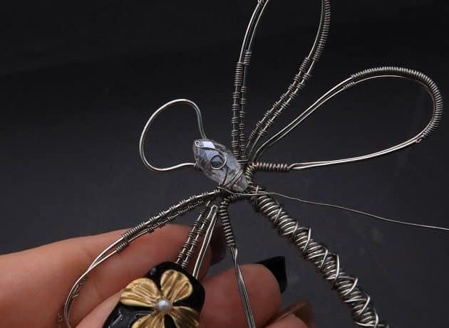 Wire-Wrapping Preciosa Crystal Drop Silver Dragonfly Pendant Tutorial 53