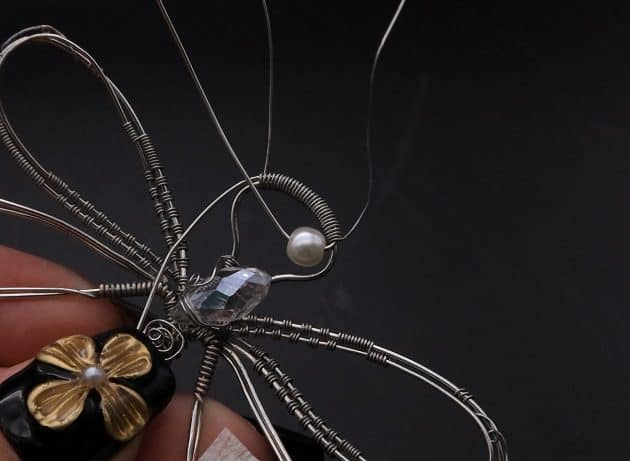 Wire-Wrapping Preciosa Crystal Drop Silver Dragonfly Pendant Tutorial 58