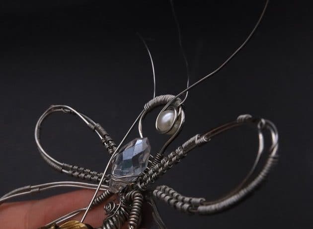 Wire-Wrapping Preciosa Crystal Drop Silver Dragonfly Pendant Tutorial 59