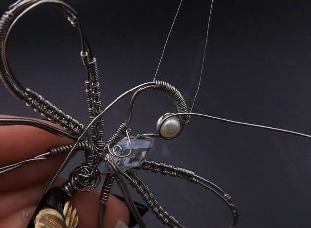 Wire-Wrapping Preciosa Crystal Drop Silver Dragonfly Pendant Tutorial 60
