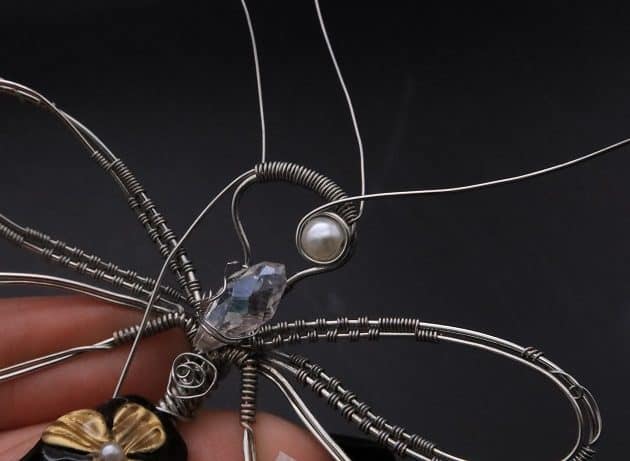 Wire-Wrapping Preciosa Crystal Drop Silver Dragonfly Pendant Tutorial 61