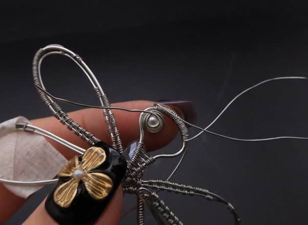 Wire-Wrapping Preciosa Crystal Drop Silver Dragonfly Pendant Tutorial 63
