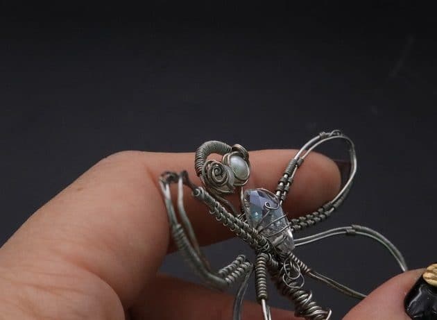 Wire-Wrapping Preciosa Crystal Drop Silver Dragonfly Pendant Tutorial 65