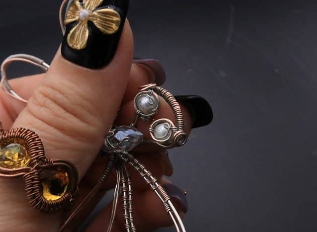 Wire-Wrapping Preciosa Crystal Drop Silver Dragonfly Pendant Tutorial 69