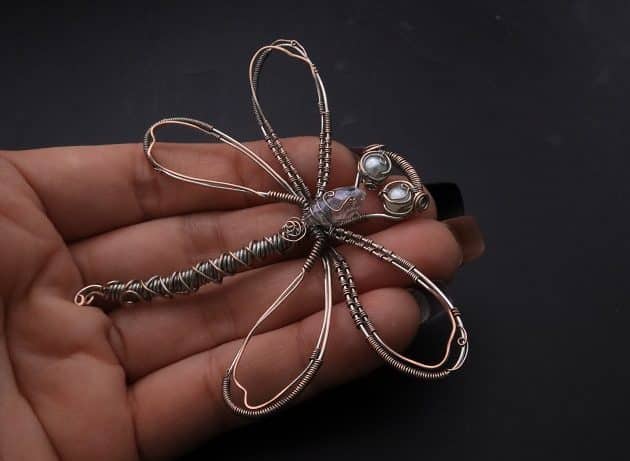 Wire-Wrapping Preciosa Crystal Drop Silver Dragonfly Pendant Tutorial 74