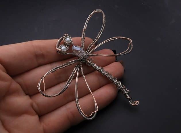 Wire-Wrapping Preciosa Crystal Drop Silver Dragonfly Pendant Tutorial 75