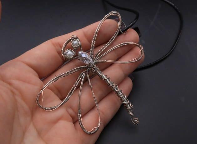 Wire-Wrapping Preciosa Crystal Drop Silver Dragonfly Pendant Tutorial 82