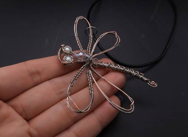 Wire-Wrapping Preciosa Crystal Drop Silver Dragonfly Pendant Tutorial 83