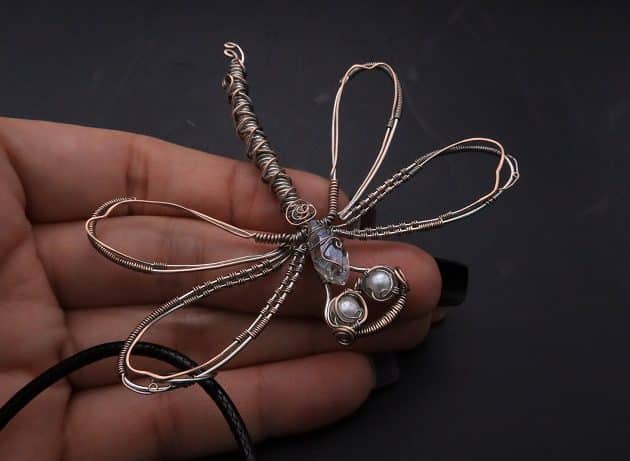 Wire-Wrapping Preciosa Crystal Drop Silver Dragonfly Pendant Tutorial 85