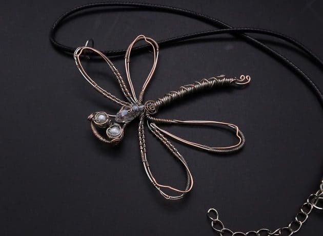Wire-Wrapping Preciosa Crystal Drop Silver Dragonfly Pendant Tutorial 86