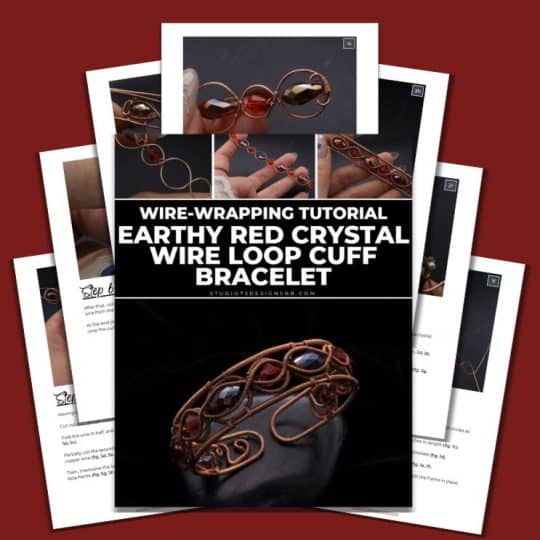 Earthy Red Crystal Wire Loop Cuff Bracelet Tutorial-Cover