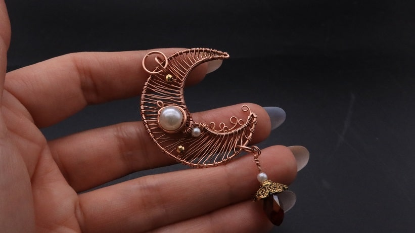 Wire-Wrapping Dreamy Birthstone Charm Crescent Pendant Tutorial