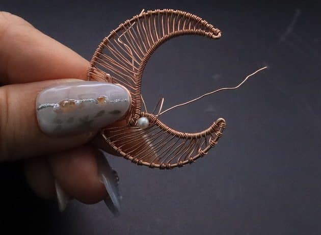 Wire-Wrapping Dreamy Birthstone Charm Crescent Pendant Tutorial 46