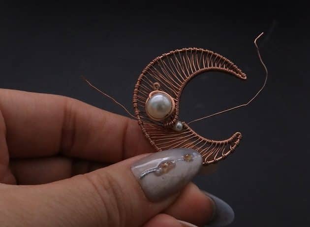 Wire-Wrapping Dreamy Birthstone Charm Crescent Pendant Tutorial 49